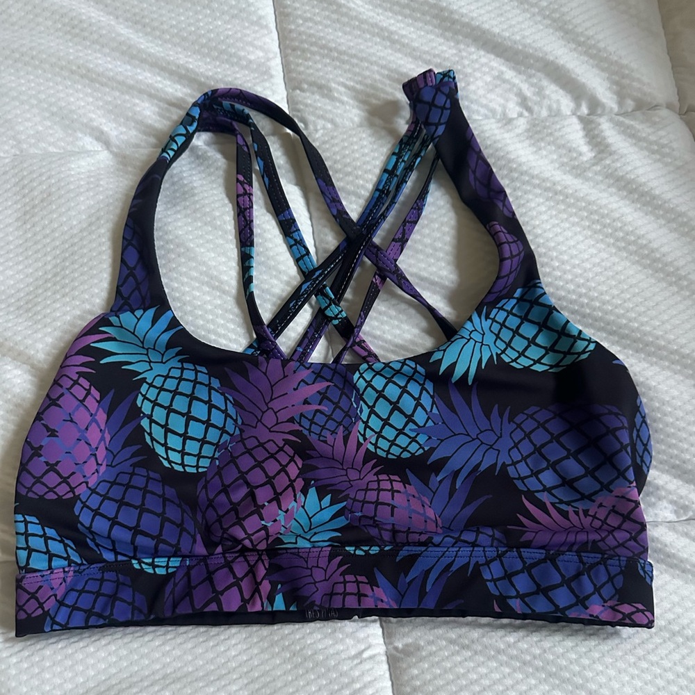 Colorful Pineapple Print Sports Bra